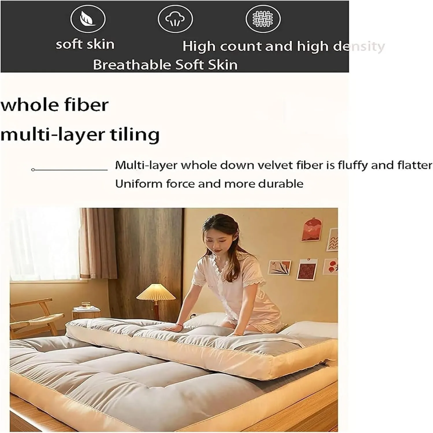 Floor Mattress，Camping Mattress， Extra Soft Mattress,Japanese Futon Mattress,Thick Folding Sleeping Pad,Portable Floor Mattresses,Lounger Guest Bed Camping Couch(B,Twin)
