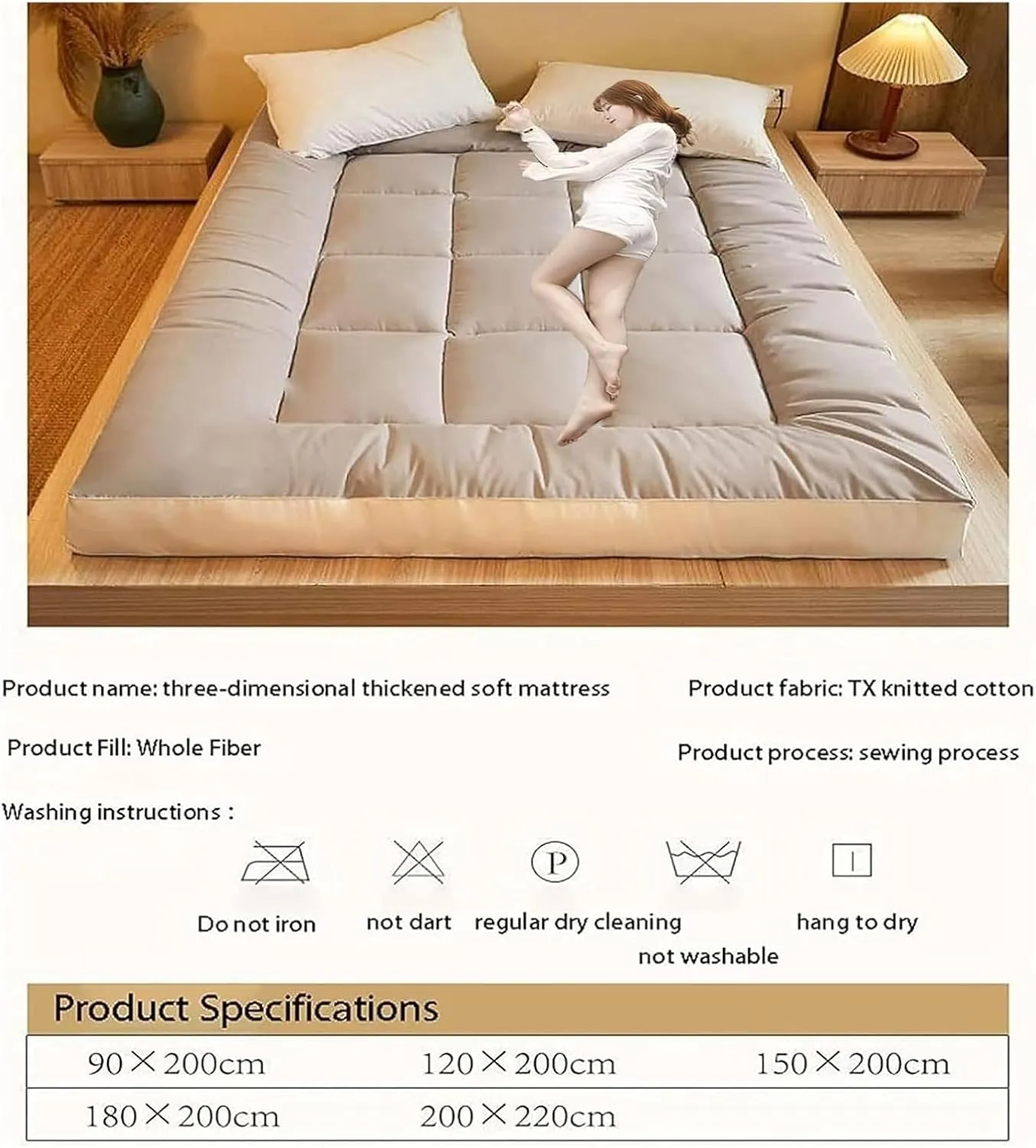 Floor Mattress，Camping Mattress， Extra Soft Mattress,Japanese Futon Mattress,Thick Folding Sleeping Pad,Portable Floor Mattresses,Lounger Guest Bed Camping Couch(B,Twin)