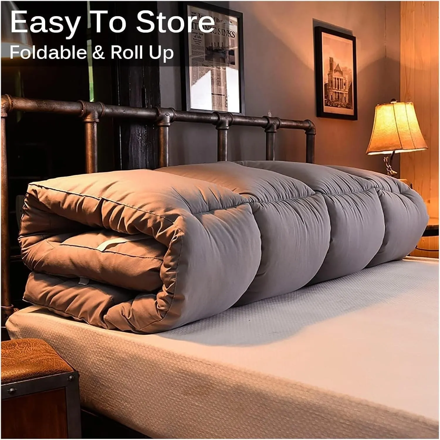 Floor Mattress，Camping Mattress， Roll Up Folding Futon Mattress, Thickened Floor Futon Mattress, Portable Tatami Mat Soft Guest Cushion Student Dormitory Mattress(B,Twin(100x200cm))