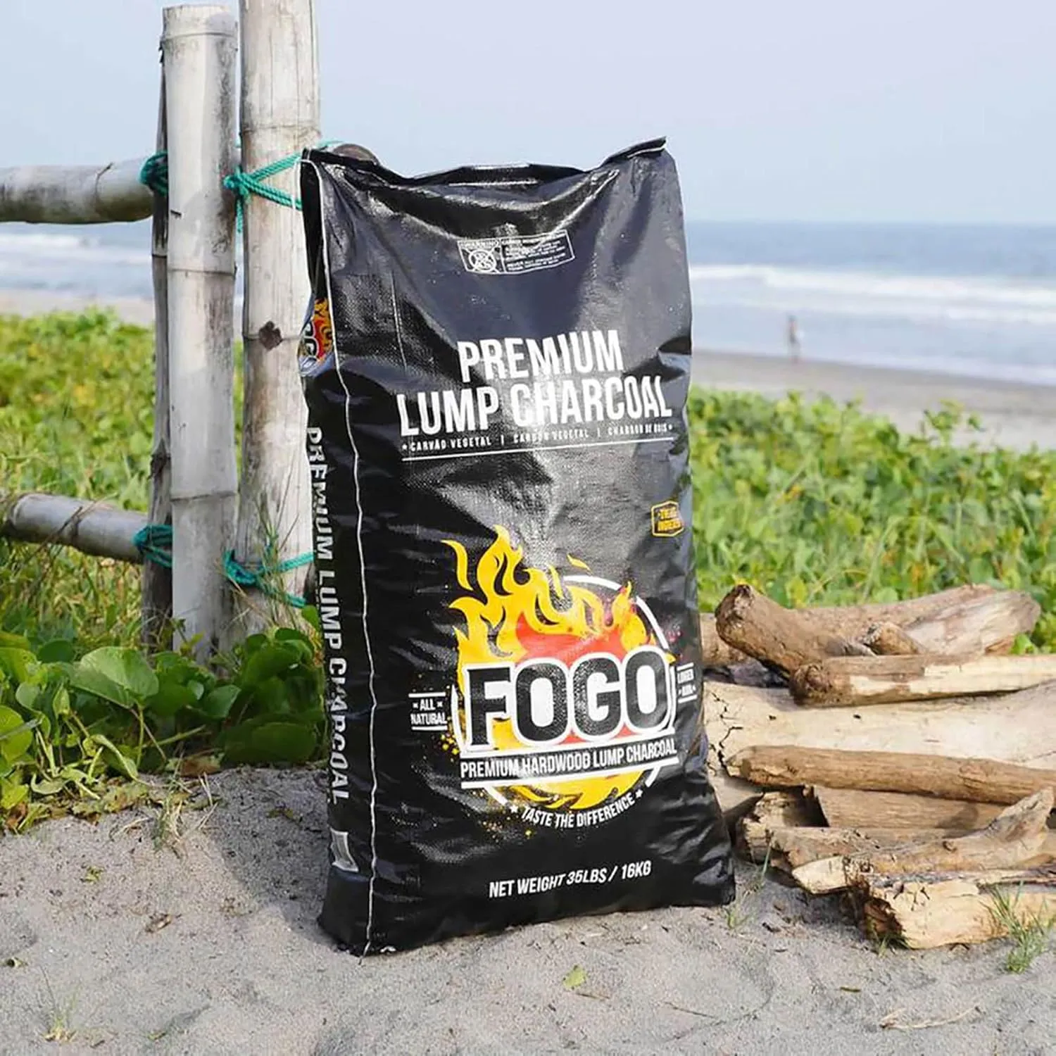 FOGO Premium Oak Restaurant Grade All-Natural Hardwood Medium and Small Sized Lump Charcoal for Grilling and Smoking, 35 Pound Bag