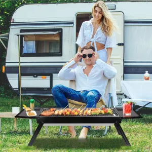 Foldable Barbecue Grill, for Outdoor, BBQ, Camping, Garden, Backyard, Party, Picnic, Travel(Black, 34.25"×8.85"×12").