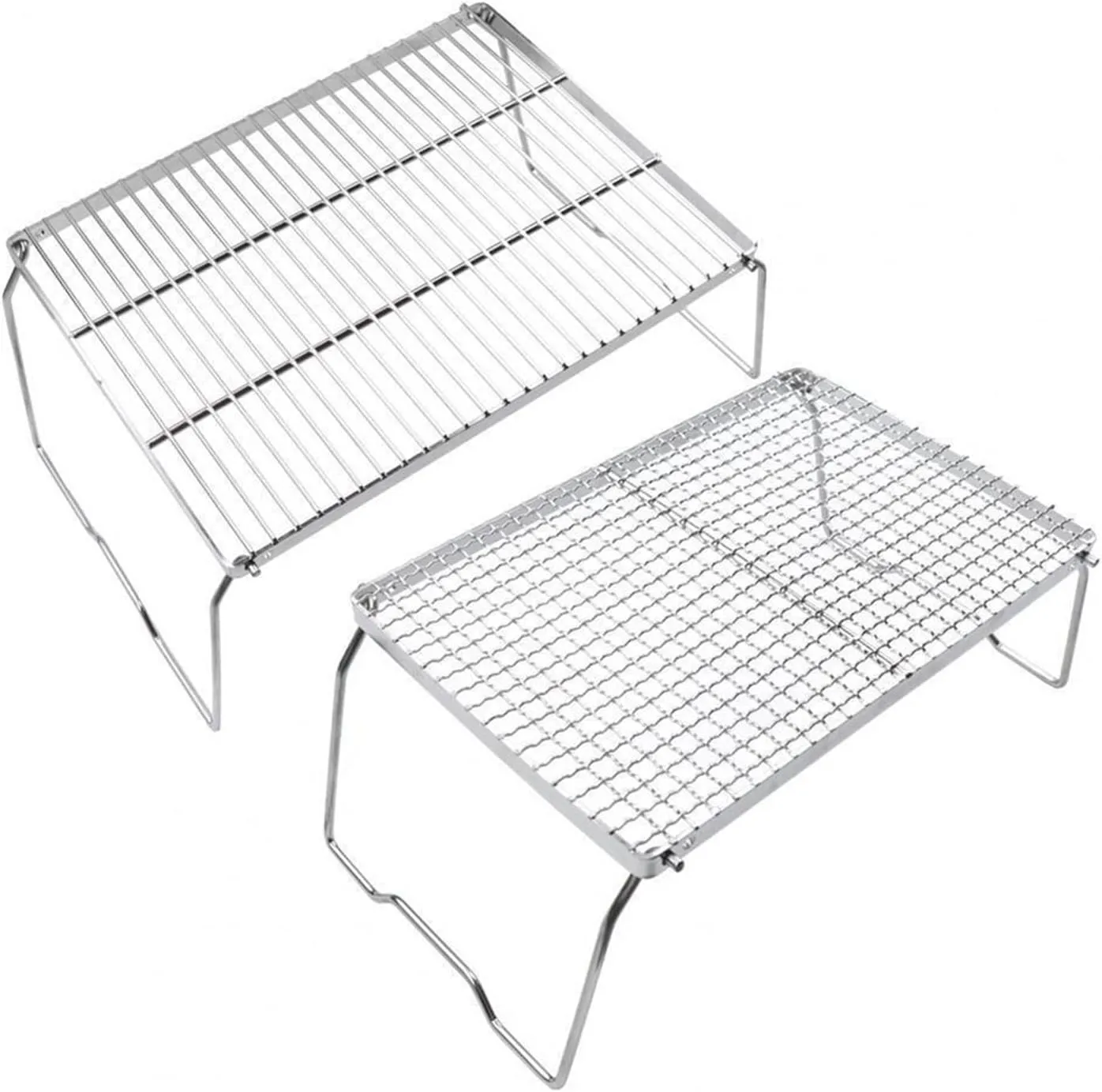 Foldable Camping Grill-Portable Camping Grill Foldable Hiking BBQ Grill Rack Accessory (Color : Squarelarge)