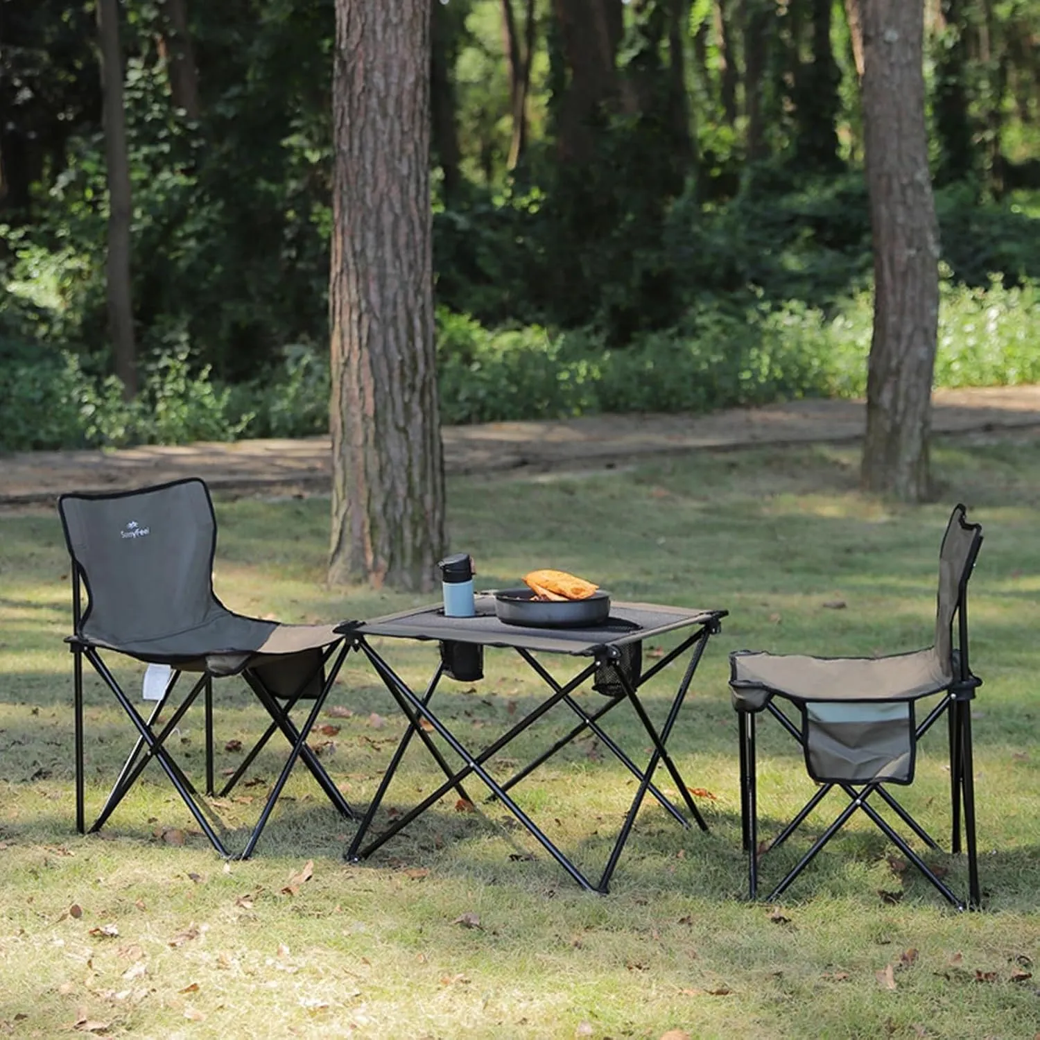 Foldable Picnic Table,Aluminium Camping Folding Table for Outdoor Camping with 2 Cup Holders,Ultra-light Portable Camping Table for Outdoor Activities,Suitable for Camping,Picnics and Barbecues(Army G