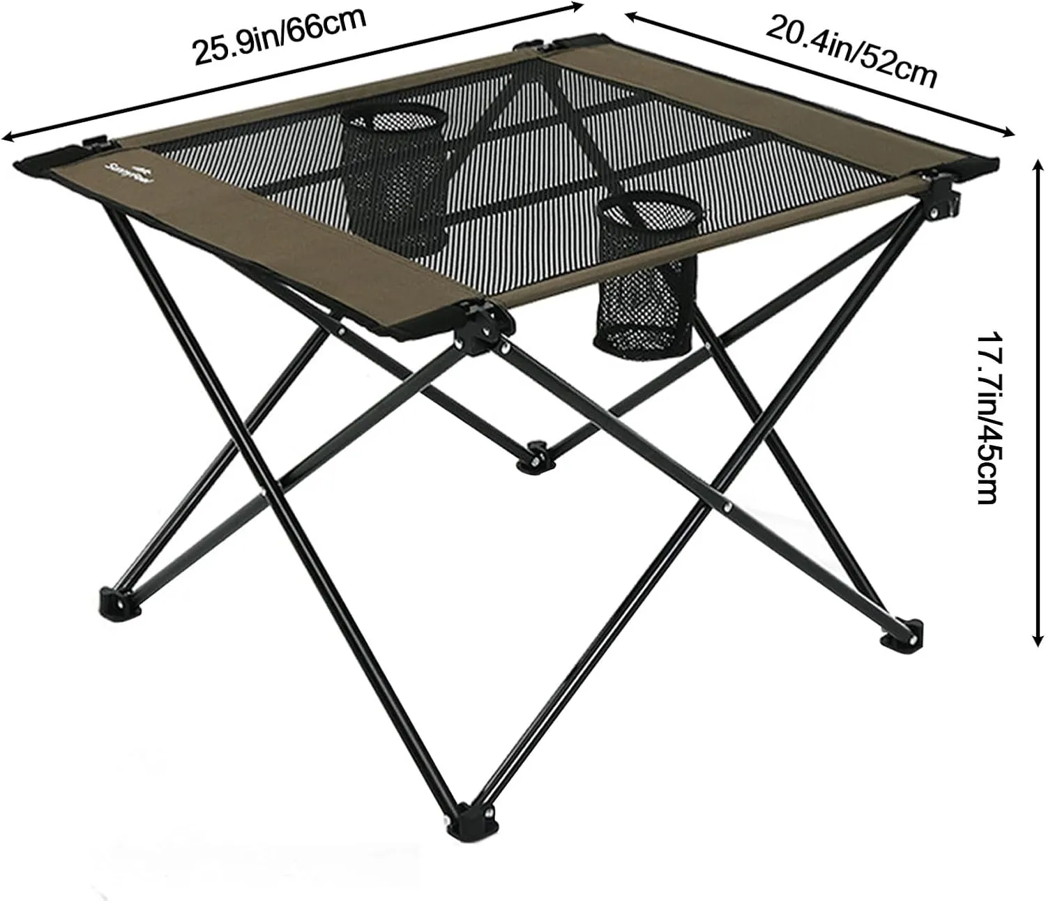 Foldable Picnic Table,Aluminium Camping Folding Table for Outdoor Camping with 2 Cup Holders,Ultra-light Portable Camping Table for Outdoor Activities,Suitable for Camping,Picnics and Barbecues(Army G