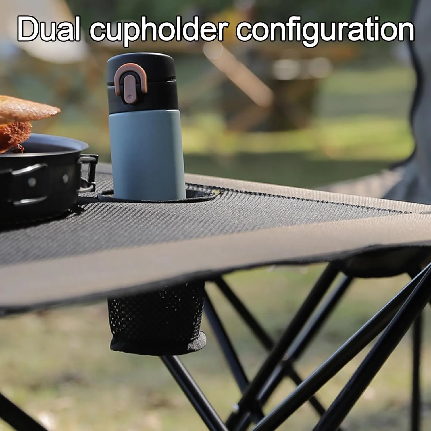 Foldable Picnic Table,Aluminium Camping Folding Table for Outdoor Camping with 2 Cup Holders,Ultra-light Portable Camping Table for Outdoor Activities,Suitable for Camping,Picnics and Barbecues(Army G