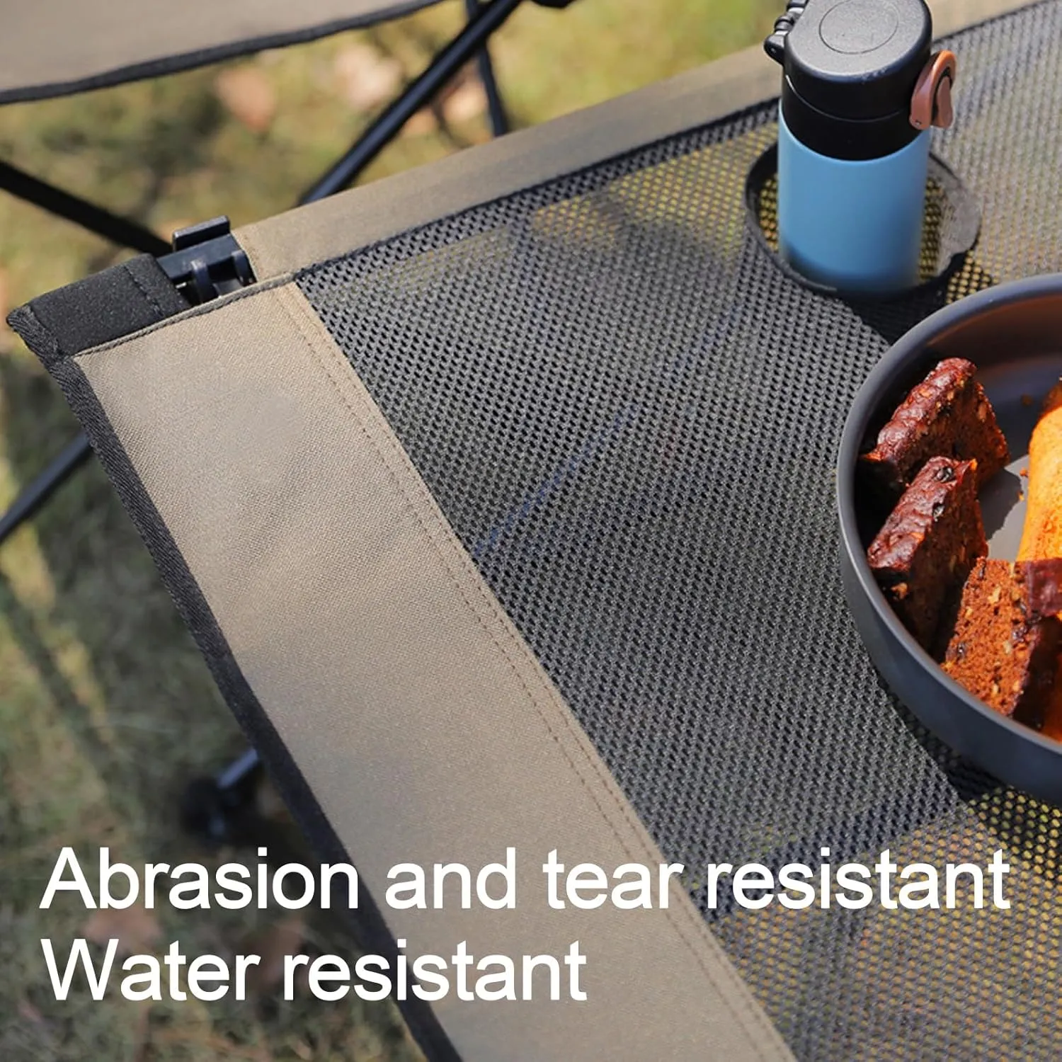 Foldable Picnic Table,Aluminium Camping Folding Table for Outdoor Camping with 2 Cup Holders,Ultra-light Portable Camping Table for Outdoor Activities,Suitable for Camping,Picnics and Barbecues(Khaki,