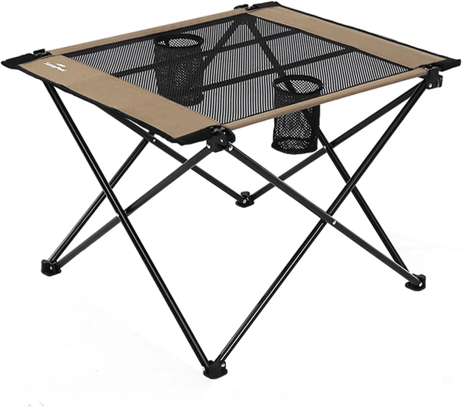 Foldable Picnic Table,Aluminium Camping Folding Table for Outdoor Camping with 2 Cup Holders,Ultra-light Portable Camping Table for Outdoor Activities,Suitable for Camping,Picnics and Barbecues(Khaki,