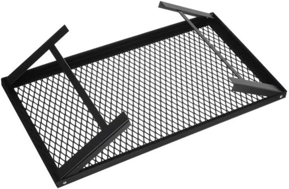 Folding Campfire Grill, Heavy Duty Folding Grill, Portable Camp Fire Cooking Racks for Outdoor Camping Cooking Fire Pit, Personal Folding Grill for Garden Balconies (Black)