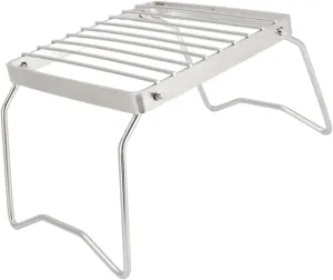 Folding Campfire Grill, Stainless Steel Grid Shaped Mini Grill, Portable BBQ Grill with Non Stick Surface, for Camping, Picnic, Outdoor Cooking
