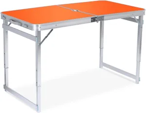 Folding Camping Table Aluminum Height Adjustable Lightweight Portable Dining Table With Umbrella Hole Portable Handle Weatherproof Table For Outdoor Picnic Camping Beach Backyard 47.2 * 23.6inch