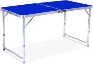 Folding Camping Table Aluminum Height Adjustable Lightweight Portable Dining Table With Umbrella Hole Portable Handle Weatherproof Table For Outdoor Picnic Camping Beach Backyard 47.2 * 23.6inch