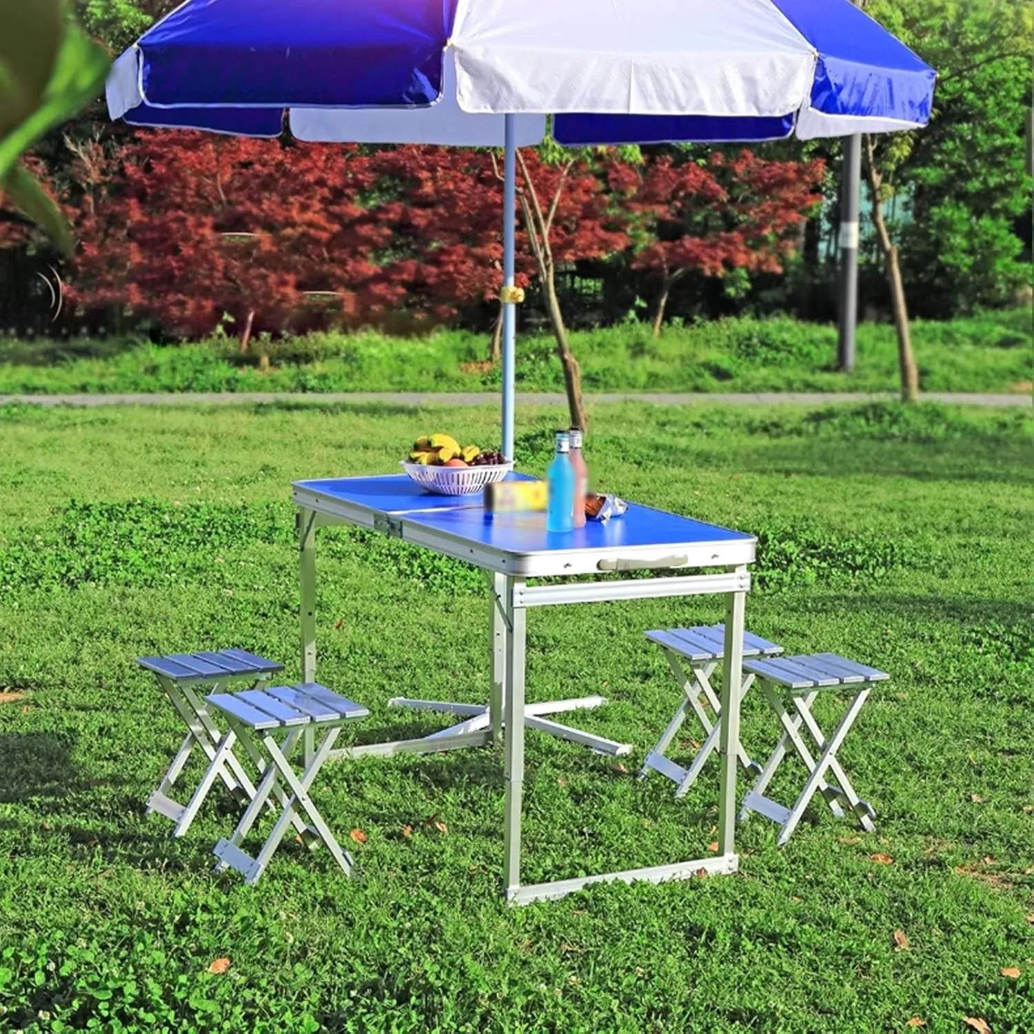 Folding Camping Table Portable Adjustable Height Ultralight Aluminum Beach Table, Small Camping Table with Carry Bag for Camping, Picnic(Gray)