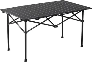 Folding Camping Table, Ultralight Portable Aluminum Roll-up Outdoor Picnic Table with Carrying Bag for Travel Hiking Backyard BBQ Party, 47x20 in, Black