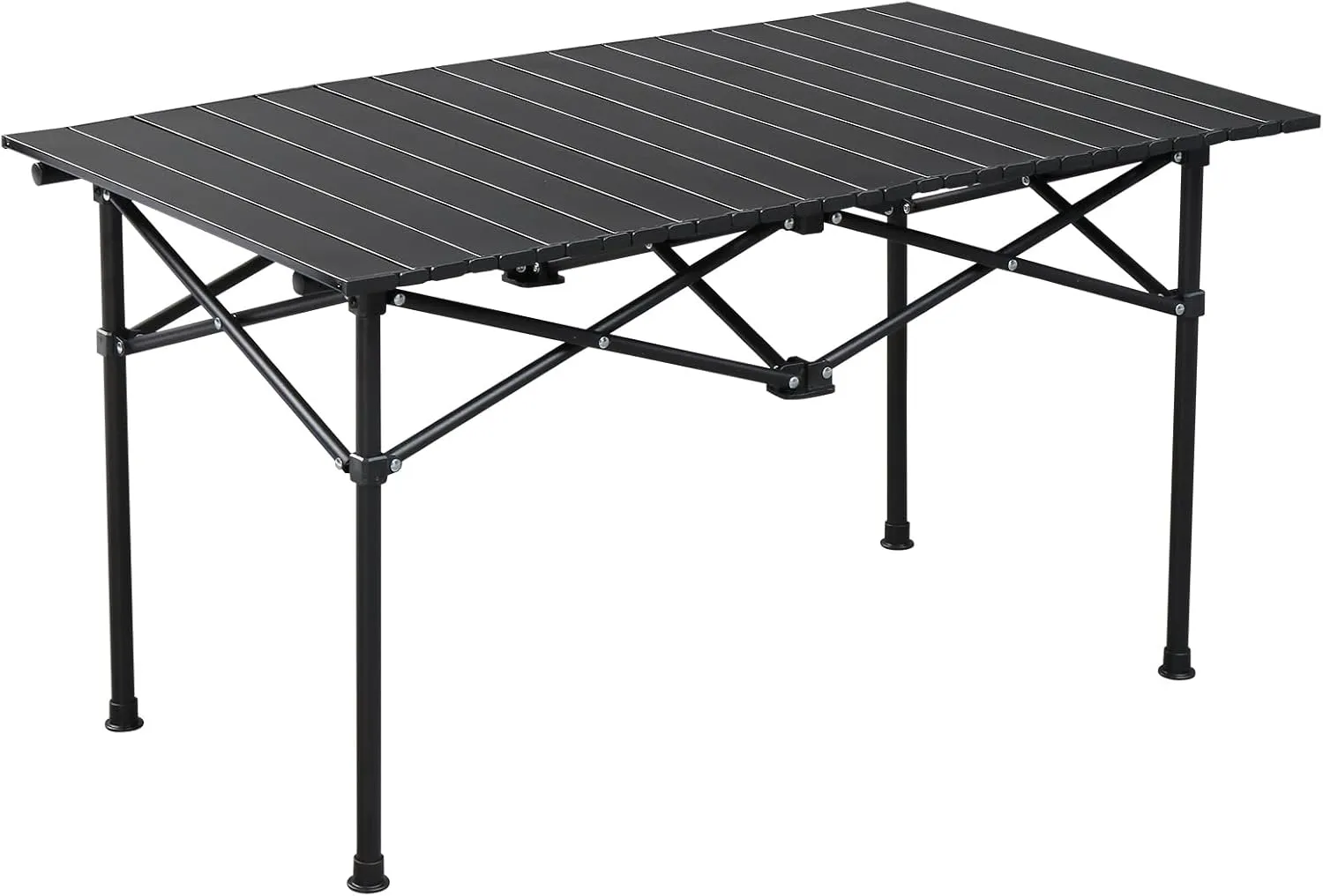 Folding Camping Table, Ultralight Portable Aluminum Roll-up Outdoor Picnic Table with Carrying Bag for Travel Hiking Backyard BBQ Party, 47x20 in, Black