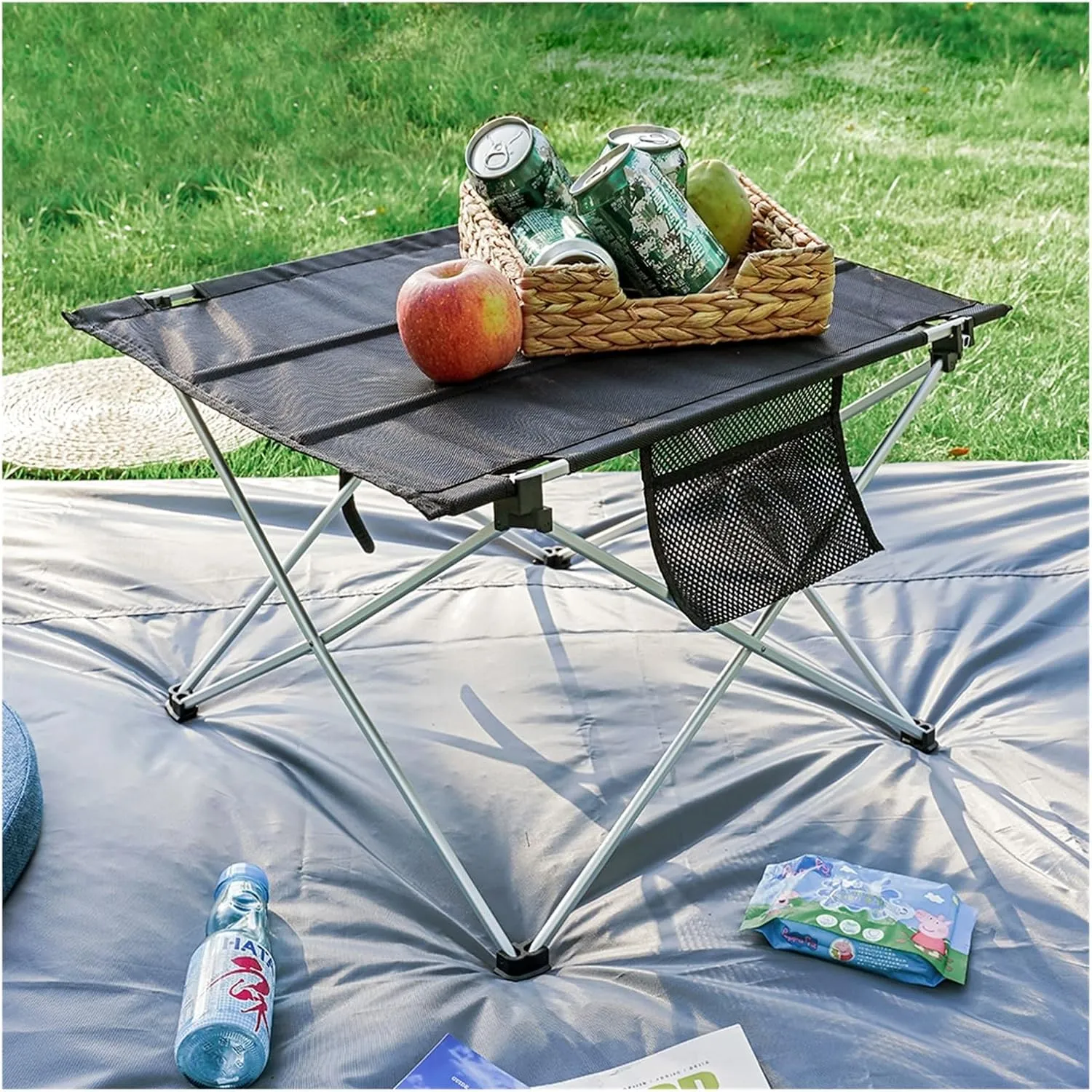 Folding Dining Table Aluminium Hiking Climbing Picnic Outdoor Camping Table Portable Foldable Desk Furniture Computer Bed Ultralight (Color : L)