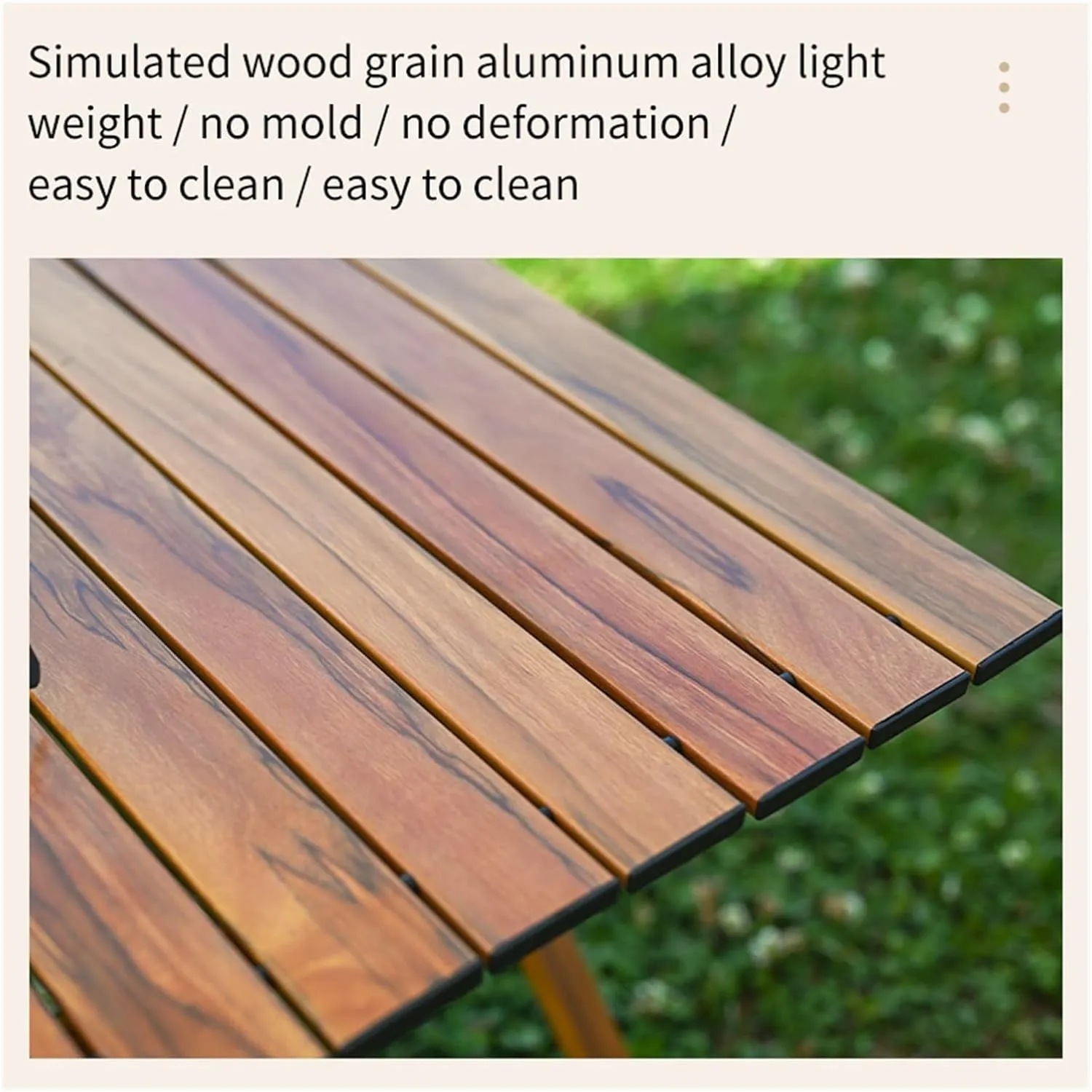 Folding Dining Table Aluminum Camping Picnic Egg Roll Camping air Outdoor Folding Table Portable (Color : Brown-M)