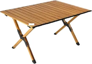 Folding Dining Table Aluminum Camping Picnic Egg Roll Camping air Outdoor Folding Table Portable (Color : Brown-M)