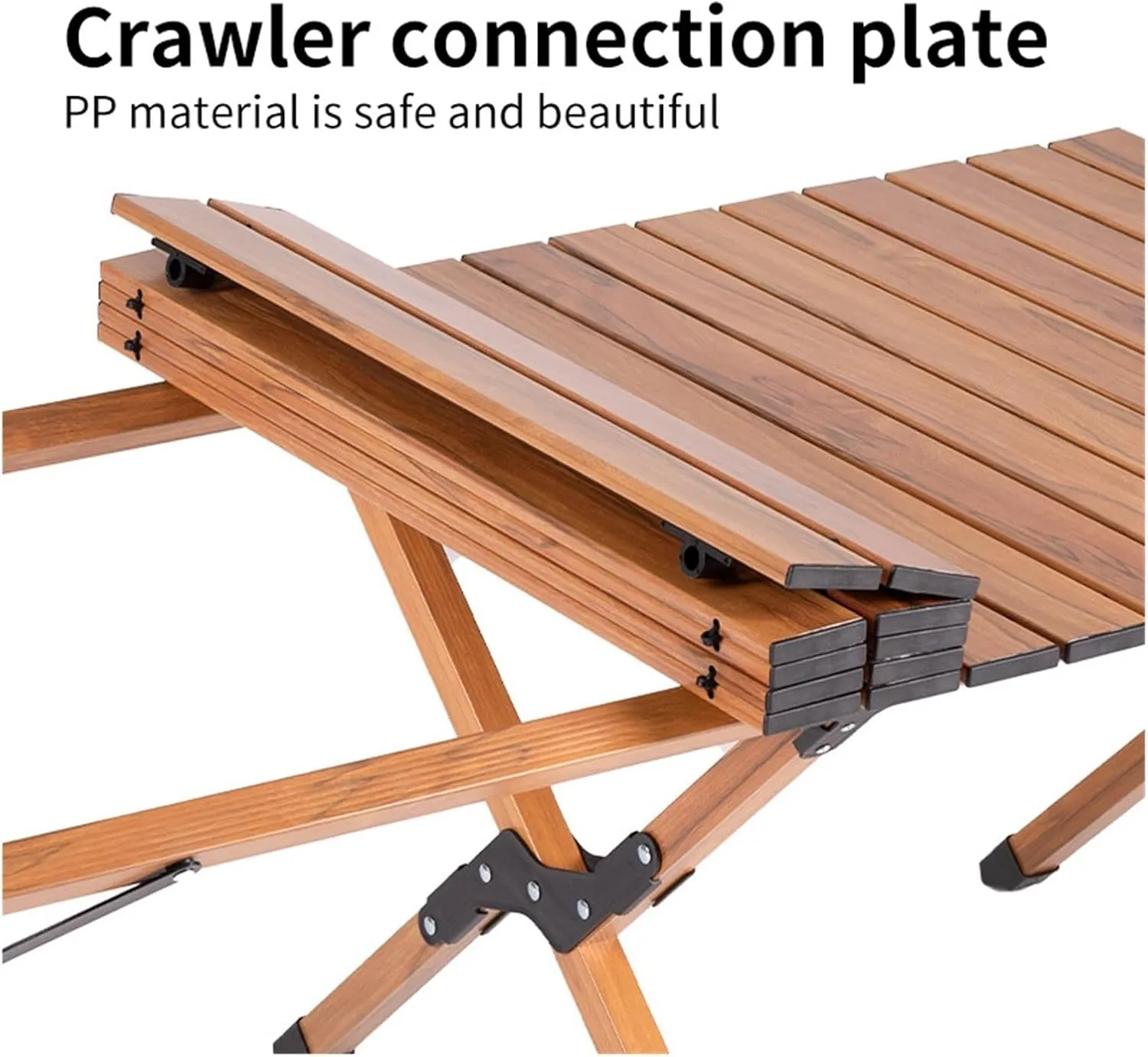 Folding Dining Table Aluminum Camping Picnic Egg Roll Camping air Outdoor Folding Table Portable (Color : Brown-M)