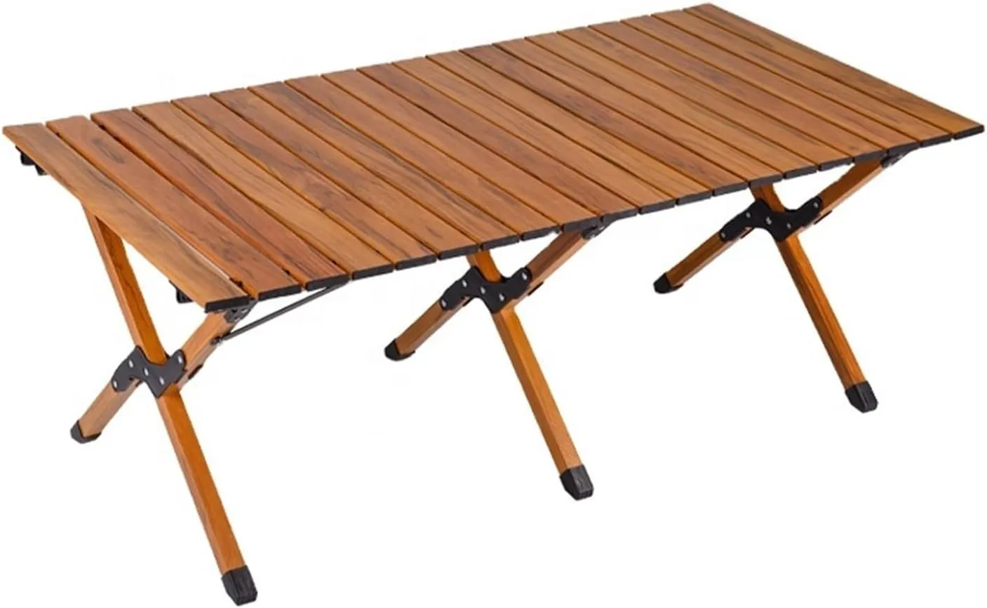 Folding Dining Table Aluminum Camping Picnic Egg Roll Camping air Outdoor Folding Table Portable (Color : Brown-M)