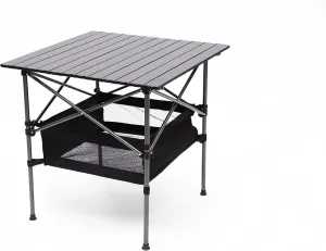 Folding Outdoor Table with Carrying Bag,Lightweight Aluminum Roll-up Square Table for Indoor, Outdoor Camping, Picnics, Beach,Backyard, BBQ, Party, Patio, 27.56X27.56X27.56in, Black
