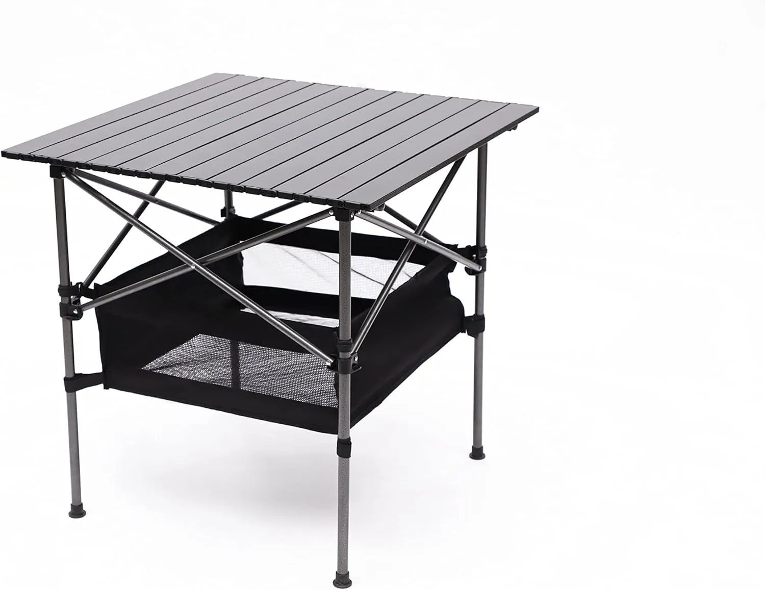 Folding Outdoor Table with Carrying Bag,Lightweight Aluminum Roll-up Square Table for Indoor, Outdoor Camping, Picnics, Beach,Backyard, BBQ, Party, Patio, 27.56X27.56X27.56in, Black