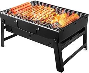 Folding Portable Barbecue Charcoal Grill Stainless Steel Small Mini Tool Kits for Outdoor Cooking Camping Picnics Beach