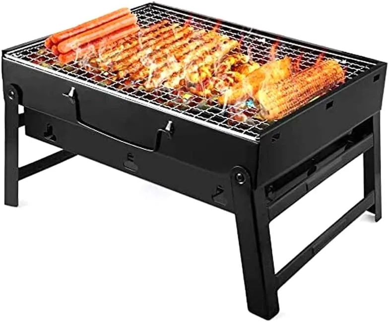 Folding Portable Barbecue Charcoal Grill Stainless Steel Small Mini Tool Kits for Outdoor Cooking Camping Picnics Beach