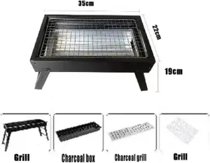 Folding Portable Charcoal BBQ Grill, Stainless Steel Tabletop Barbecue Smoker for Outdoor Cooking, Camping, Picnics, Beach Parties (Large size (60 * 22 * 32) C)