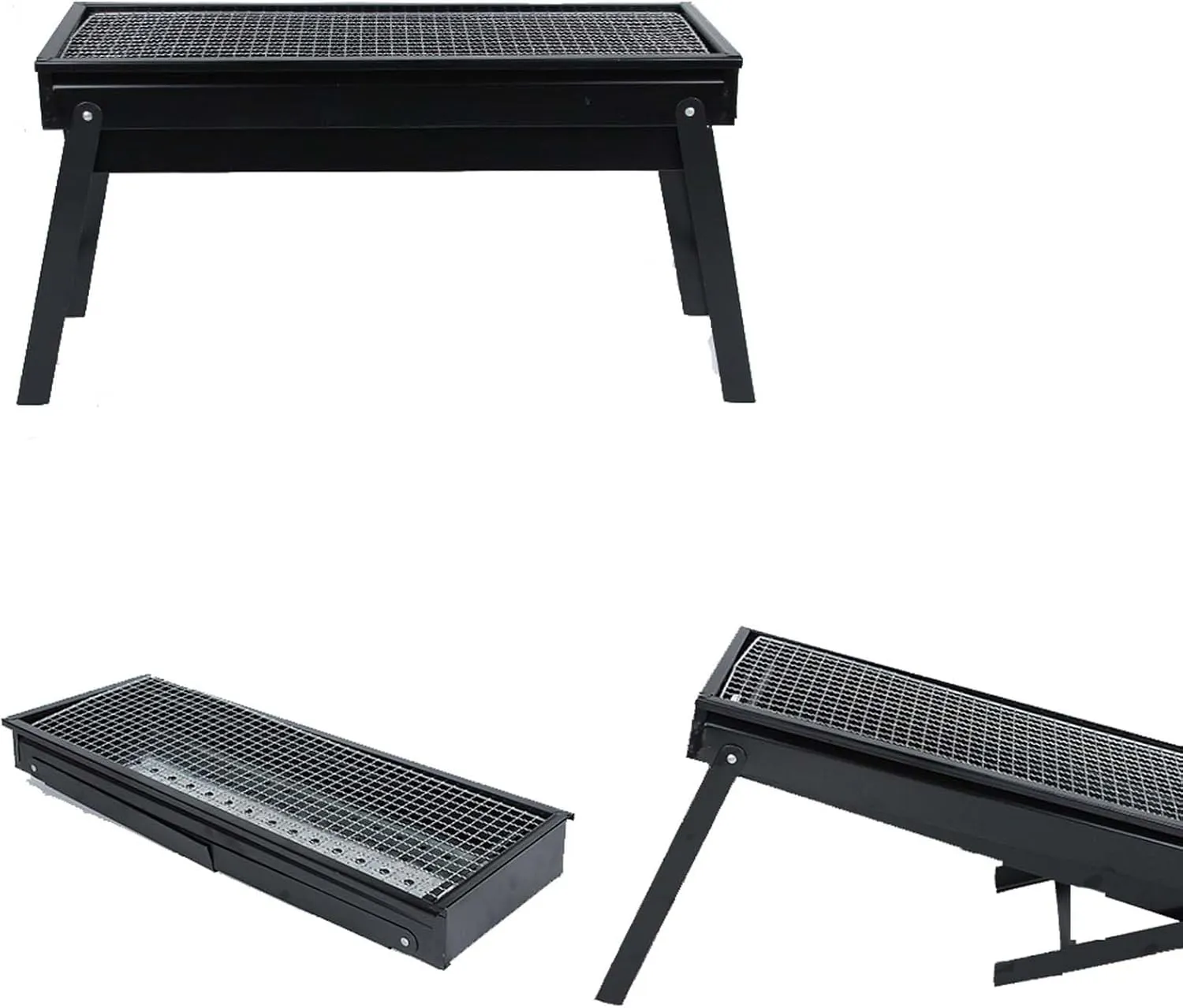 Folding Portable Charcoal BBQ Grill, Stainless Steel Tabletop Barbecue Smoker for Outdoor Cooking, Camping, Picnics, Beach Parties (Large size (60 * 22 * 32) C)