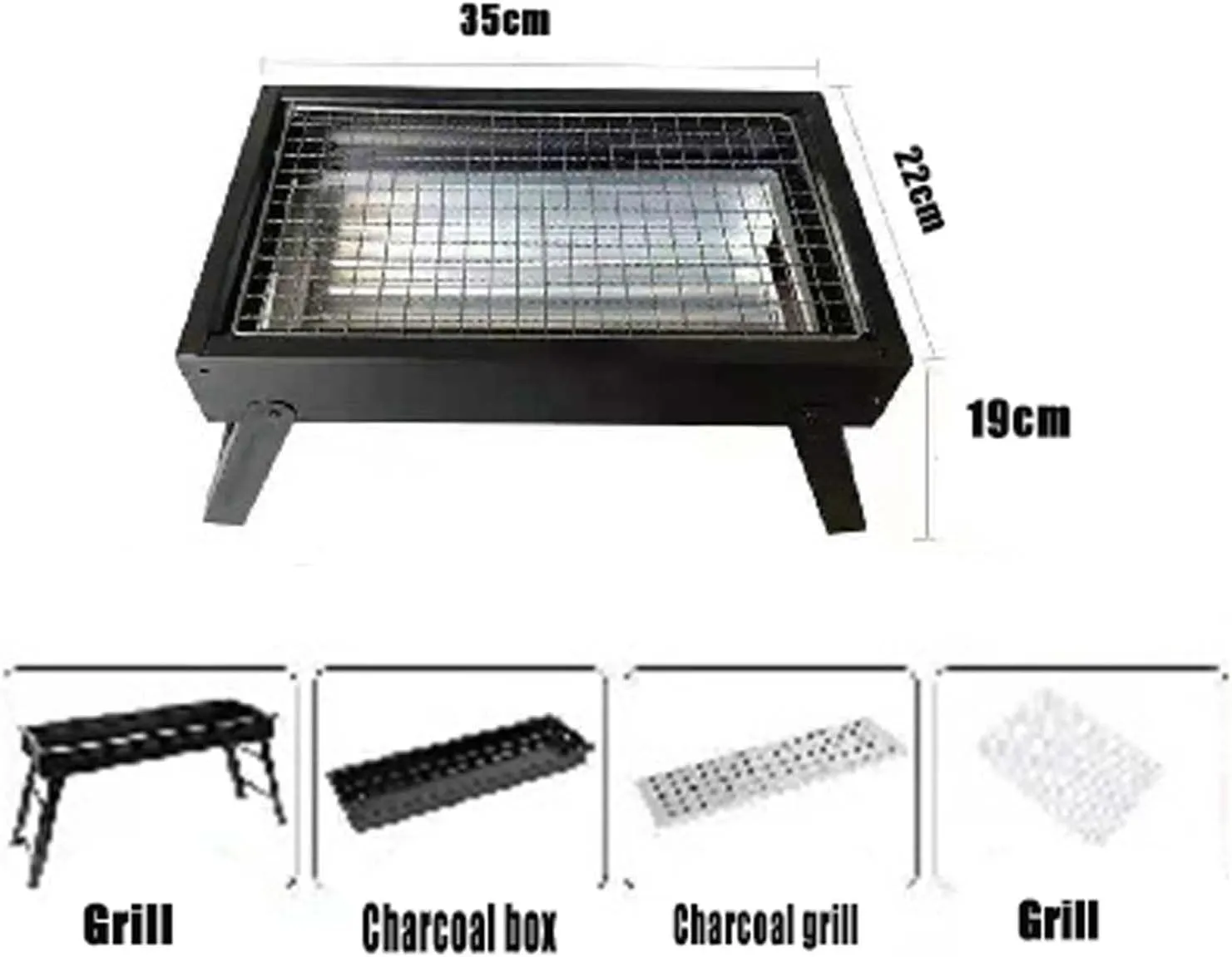 Folding Portable Charcoal BBQ Grill, Stainless Steel Tabletop Barbecue Smoker for Outdoor Cooking, Camping, Picnics, Beach Parties (Large size (60 * 22 * 32) C)