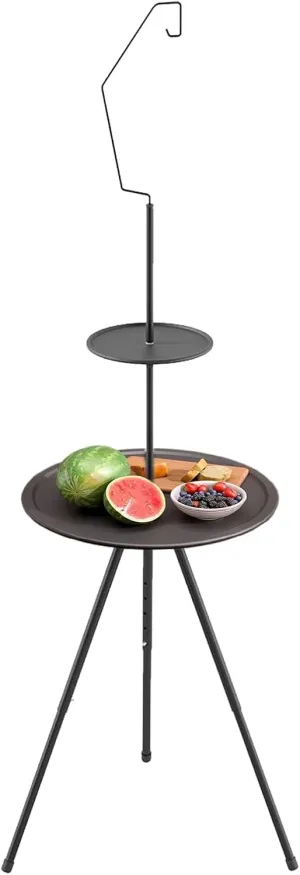 Folding Utility Table - Picnic | Travel Table, Folding Round Tables for Camping, Backpacking Tool, Compact Bedroom Nightstand with Triangular Support for Picnics Beach Hiking