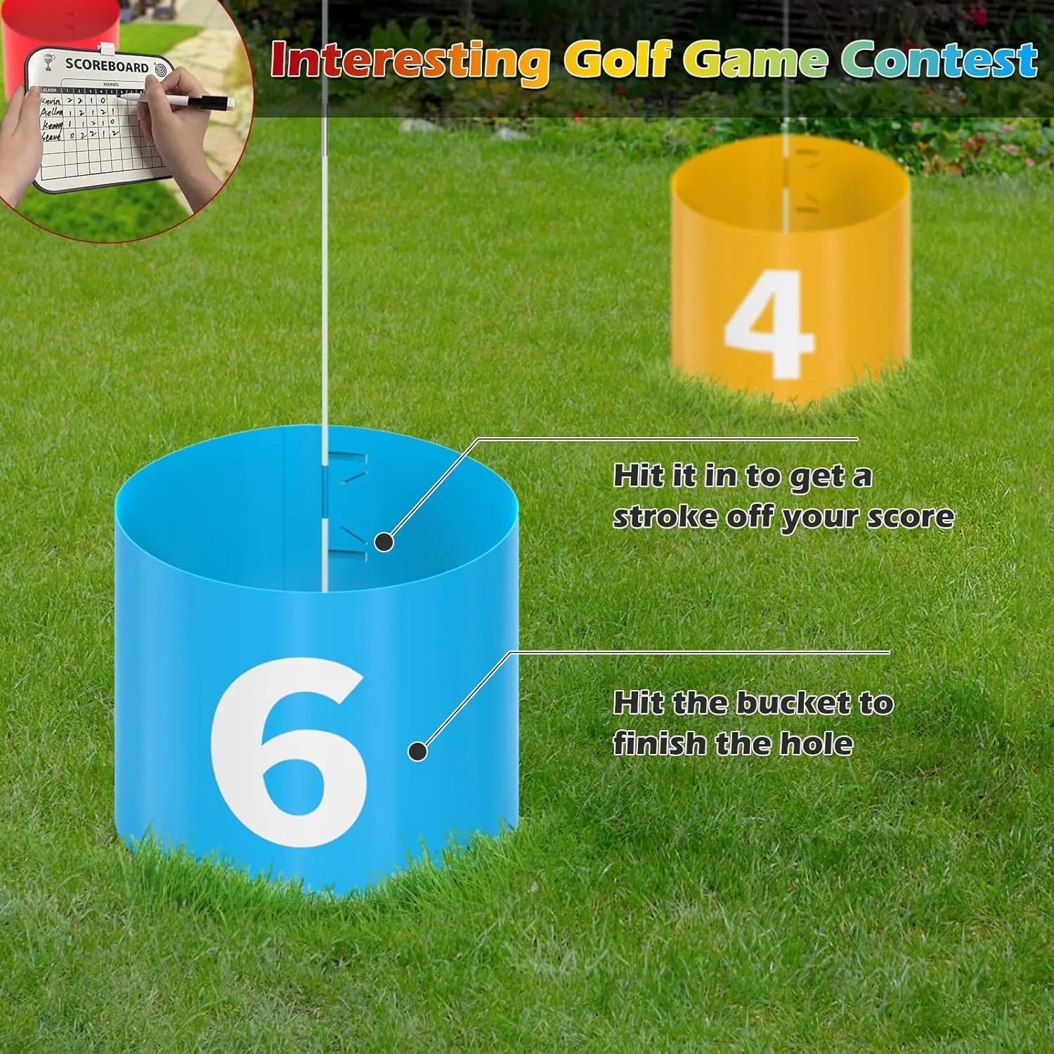 FOOING Backyard Golf Set with Club, 9 Hole Game for Kids & Adults, Lawn, Beach, Yard, Camping, Park
