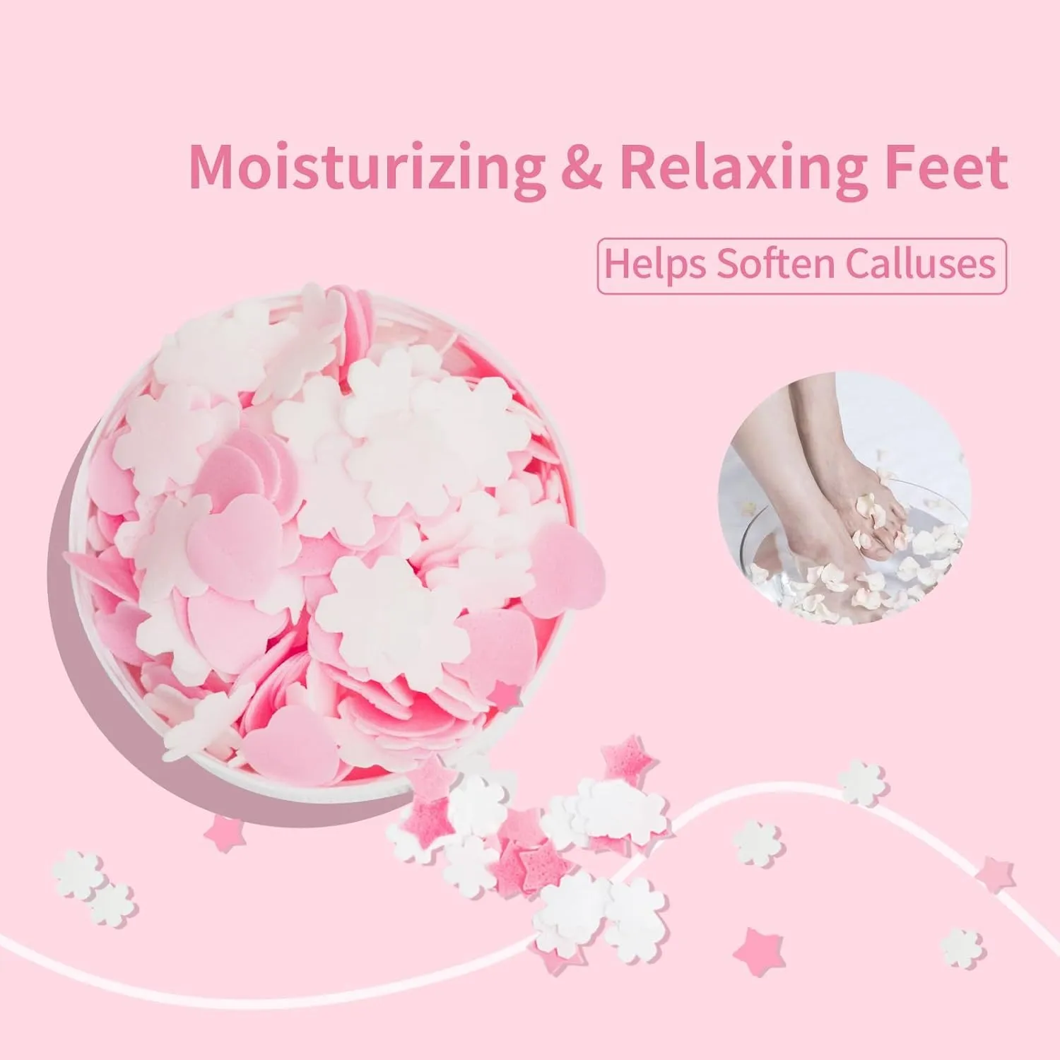 Foot Soak Flower Soap Sheets Pedicure Foot Soaks for Softens Calluses Moisturizing Relaxing Feet Pedi Party, Birthdays, Sleepovers Use (Rose)