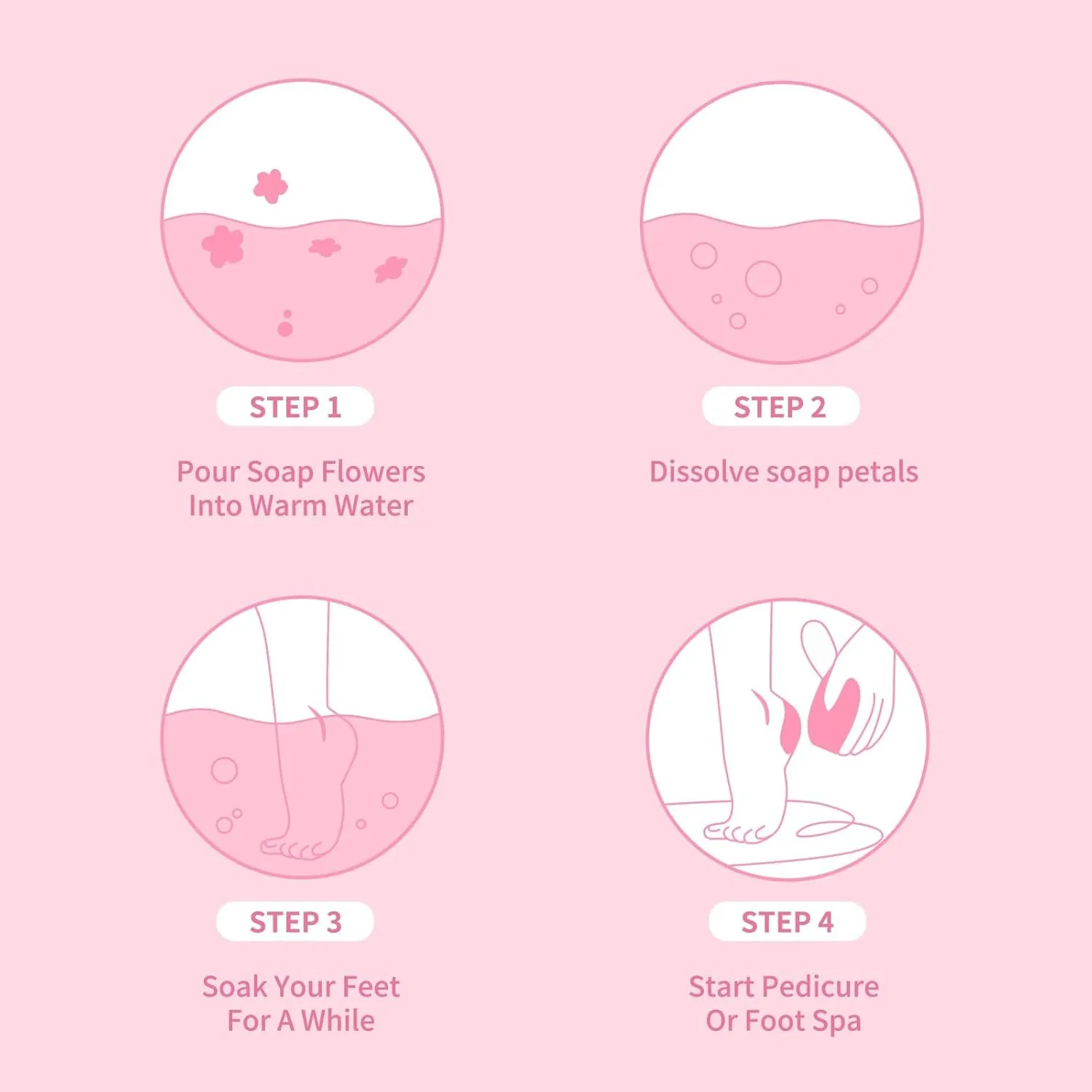 Foot Soak Flower Soap Sheets Pedicure Foot Soaks for Softens Calluses Moisturizing Relaxing Feet Pedi Party, Birthdays, Sleepovers Use (Rose)