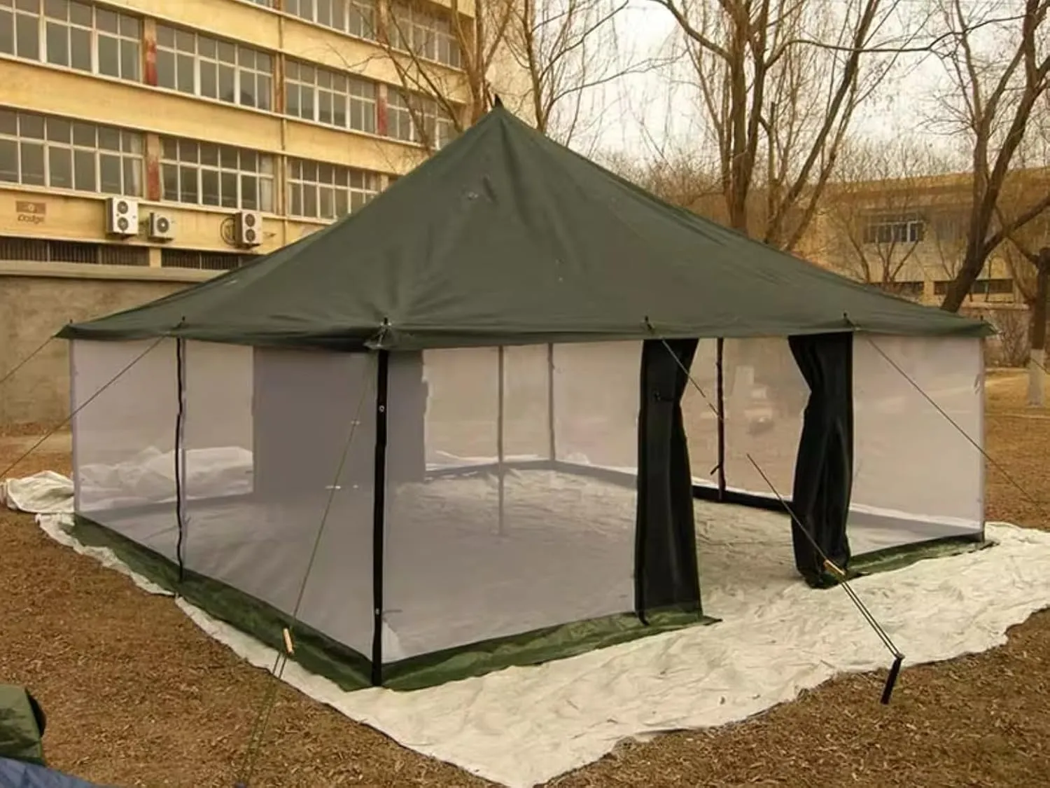 Four Season Outdoor Canvas Mosquito Netting Army Military Camping Tent (5x8m)