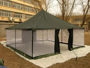 Four Season Outdoor Canvas Mosquito Netting Army Military Camping Tent (5x8m)