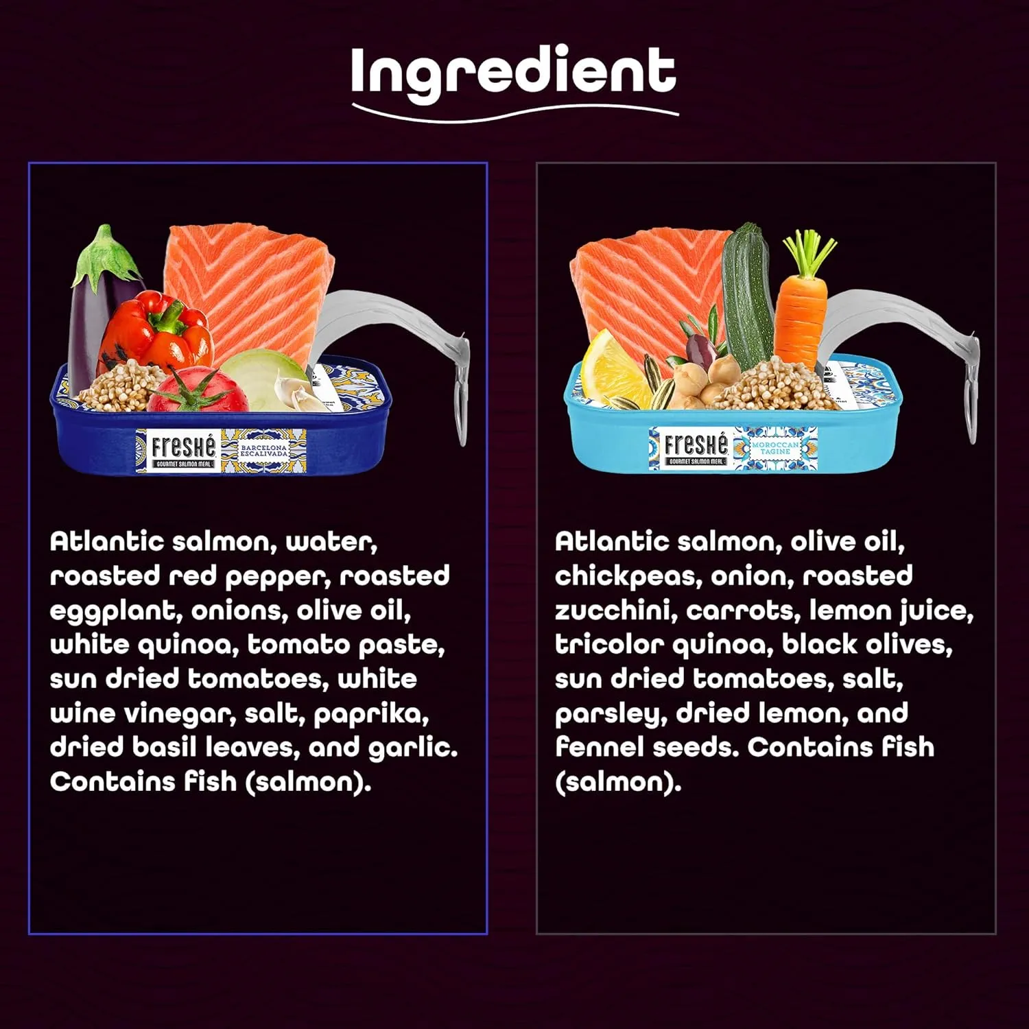 Freshé Canned Salmon Variety Pack (4 Pack) - Mediterranean Style Atlantic Salmon in Olive Oil with Lemon - Sustainably Farmed Tinned Fish (4.25oz Cans)