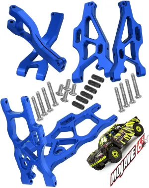 Front & Rear Suspension A Arms for Arrma 1/7 Mojave 6S BLX,ARRCat RC Upgrades Part Hops up,6pcs Aluminum Lower Upper Swing Arm Set for Arrma 1/7 Mojave 6S BLX,Blue