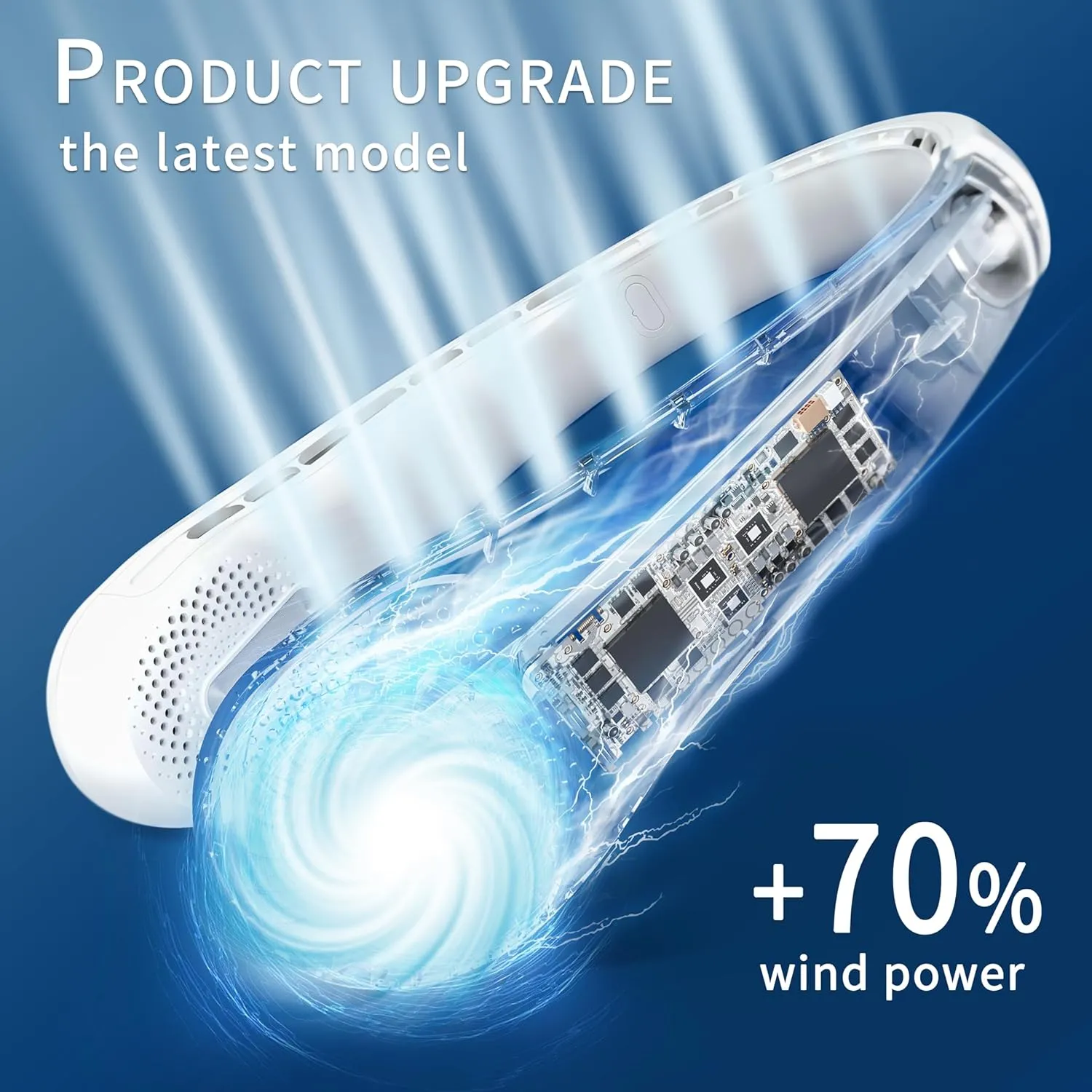 FrSara Neck Fan, Portable Personal Fan Strong Wind, 5200mAh, Air Volume,360° Cooling, No Hair Twisting, Air Volume On 2 Sides, Non-Slip, Quick Charge, Long Use Time, Gift for Father, Dad, Women