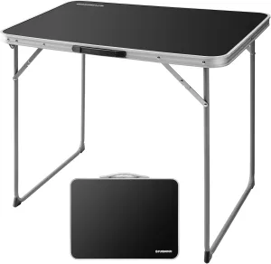 FUNDANGO Small Lightweight Portable Folding Table Foldable with Handle for Outdoor Camp Picnic Beach, Easy Setup, Black_31.5" Lx23.6 W