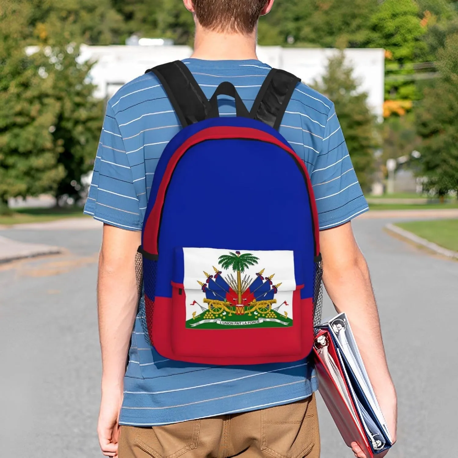 Funny Haiti Flag Backpack Cute Haitian Flag Daypack Laptop Backpack Shoulders Casual Daypack For Men Women