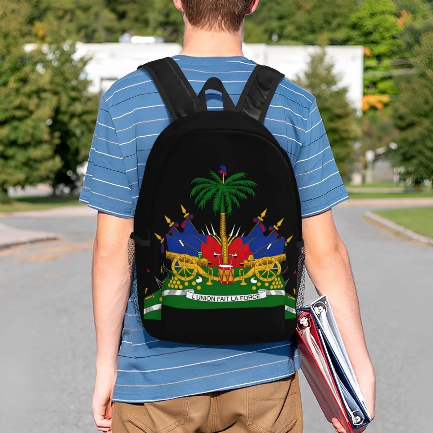 Funny Haiti Flag Backpack Cute Haitian Flag Daypack Laptop Backpack Shoulders Casual Daypack For Men Women