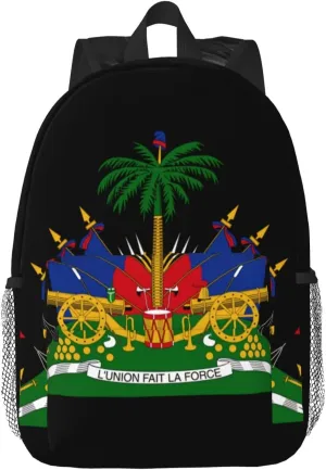 Funny Haiti Flag Backpack Cute Haitian Flag Daypack Laptop Backpack Shoulders Casual Daypack For Men Women