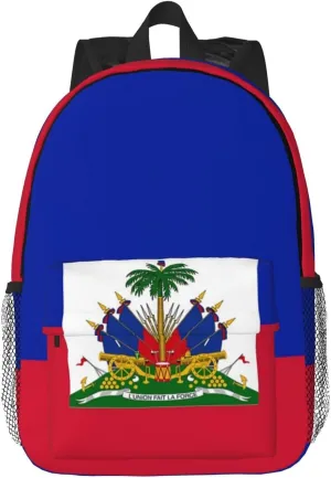 Funny Haiti Flag Backpack Cute Haitian Flag Daypack Laptop Backpack Shoulders Casual Daypack For Men Women