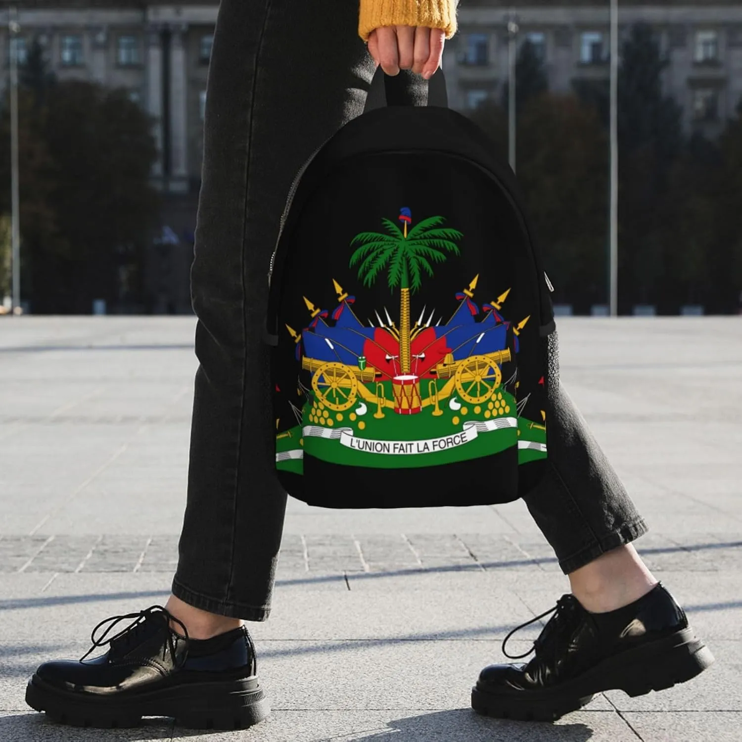 Funny Haiti Flag Backpack Cute Haitian Flag Daypack Laptop Backpack Shoulders Casual Daypack For Men Women