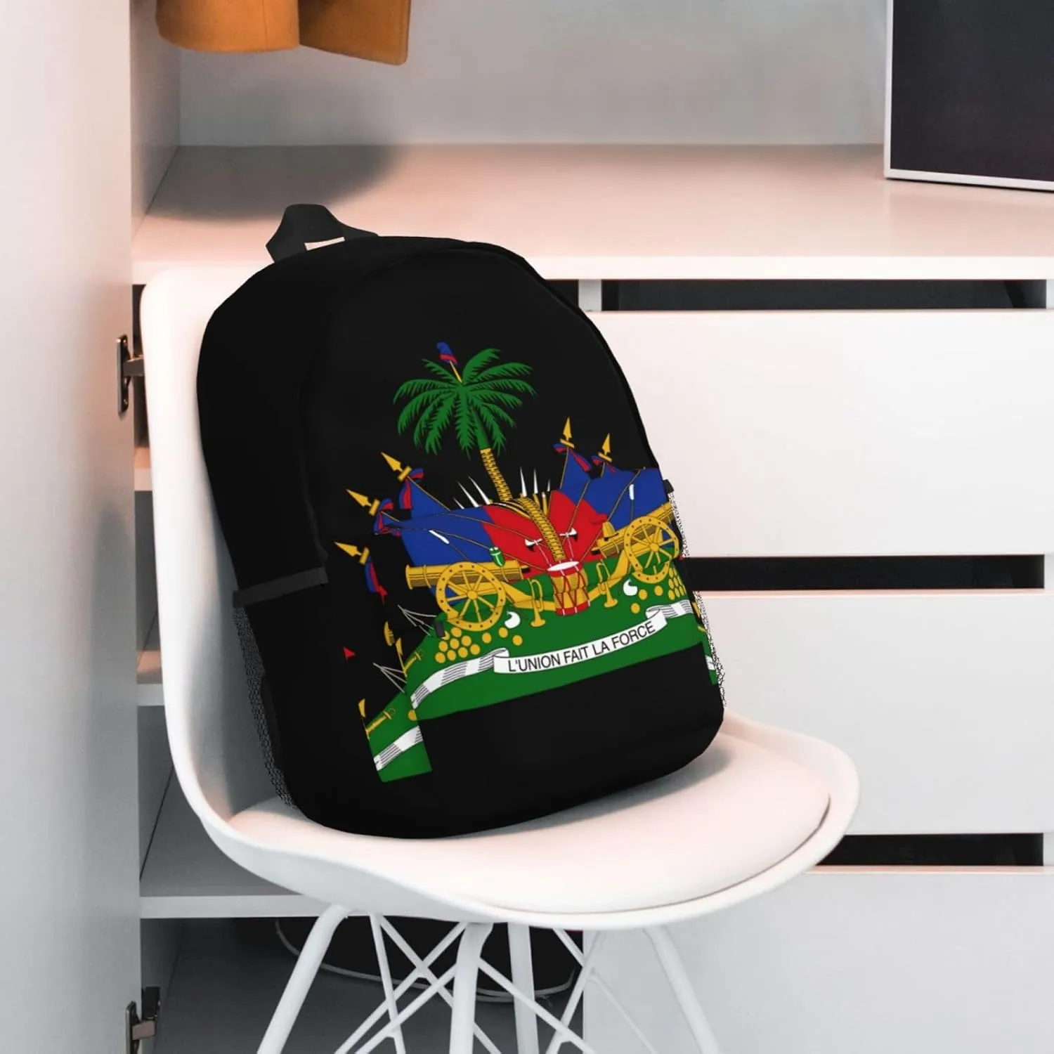 Funny Haiti Flag Backpack Cute Haitian Flag Daypack Laptop Backpack Shoulders Casual Daypack For Men Women