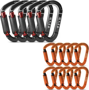 FVW Auto Locking Rock Climbing Carabiner Clips, UIAA Certified Professional 25KN (5620 lbs) Heavy Duty Caribeaners for Rappelling Swing Rescue & Gym etc, Large D-Shaped Carabiners