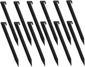 GANAZONO 12 Pcs Outdoor Tent Pegs Camping Tents Beach Sand Stakes Large Tent Stakes Tent Anchor Pegs Outdoor Tent Stakes Canopy Tent Spikes Replacement Tent Pegs Garden Stakes Plastic Black