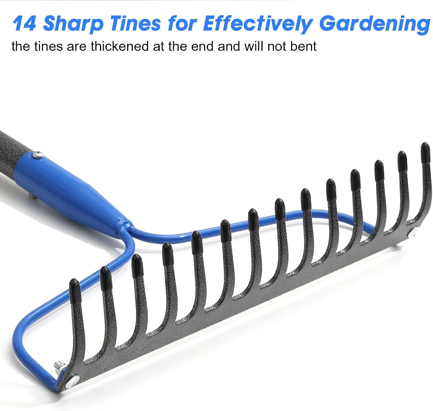 Garden Bow Rake,Heavy Duty Garden Rake 6FT Long Stainless Steel Handle with 14 Tines Thatch Rake,Professional Lawn Rake to Collect Leaf & Poop Among Yards