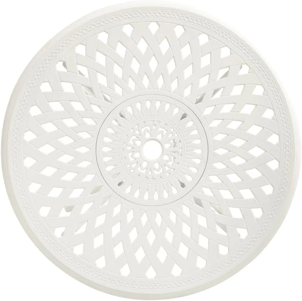 Garden Table Circular, White Cast Aluminum Table, Outdoor Coffee, Camping, Dining, Furniture